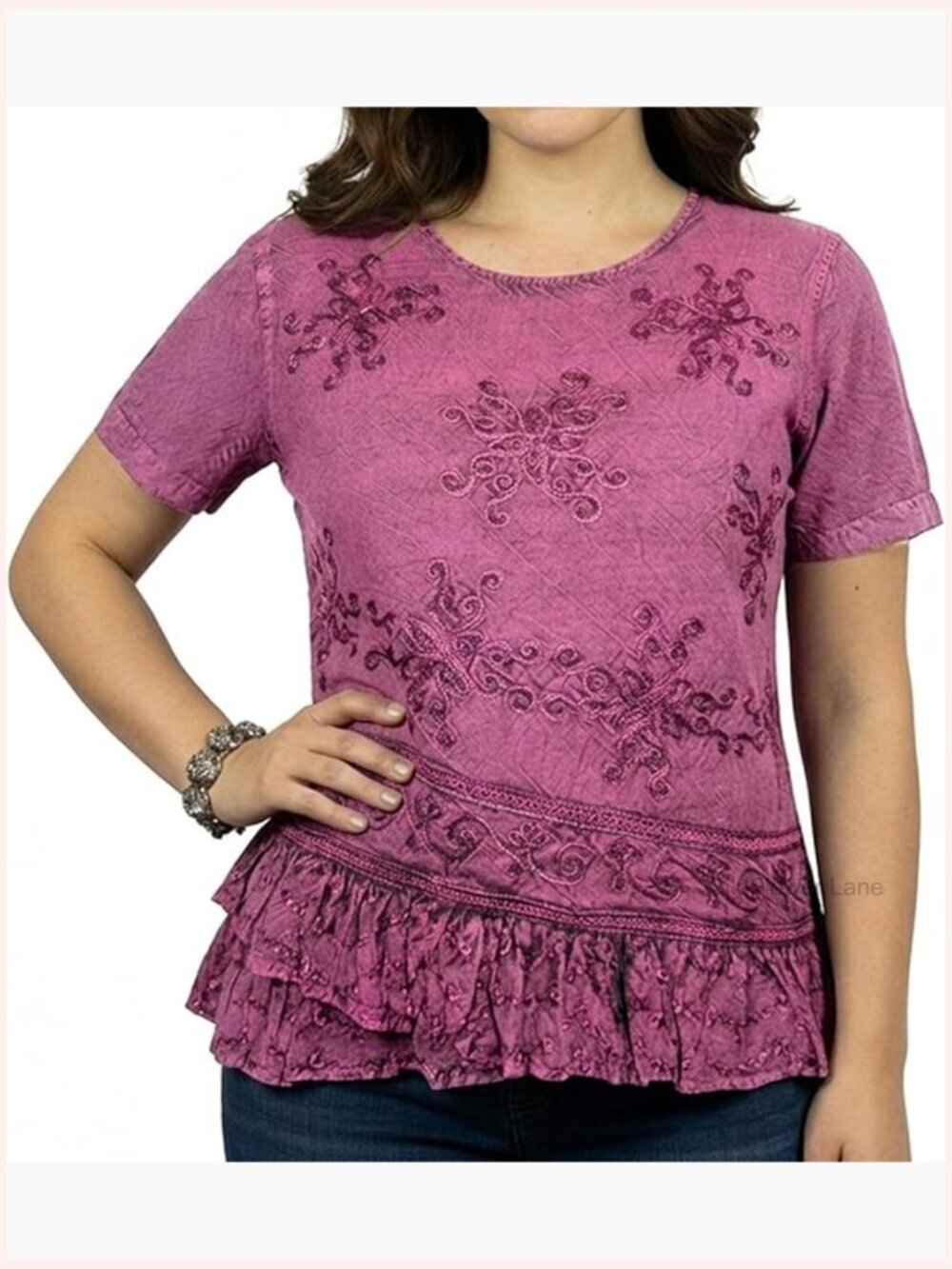 Medieval Vintage Embroidered Short Sleeve Blouse with Back Ties